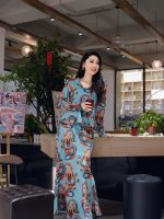 HZHJ设计师 青龙套装裙 气质高贵时尚轻奢长袖碎花1540 - 图片 3