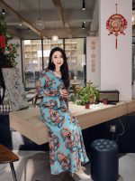 HZHJ设计师 青龙套装裙 气质高贵时尚轻奢长袖碎花1540 - 图片 2