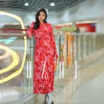 HZHJ设计师款  绯红冰花长袖 （24新春款）气质 连衣裙 高级小众031 - 图片 2