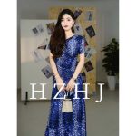 HZHJ新款原创设计师款幽兰连衣裙套装气质轻奢洋气法式复古2089