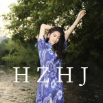 HZHJ原创设计师款 深海蓝花连衣裙 长袖显瘦高级洋气轻奢2103 - 图片 3