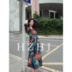 HZHJ新款原创设计师 花棕秘境 连衣裙复古显瘦高级2147 - 图片 2