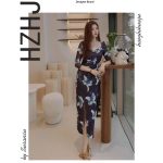 HZHJ新款原创设计师款黑耀兰花连衣裙显白显瘦高级轻奢通勤763 - 图片 2