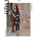HZHJ新款原创设计师款黑耀兰花连衣裙显白显瘦高级轻奢通勤763 - 图片 3