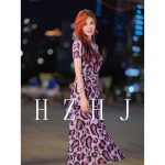 HZHJ原创设计师款 粉紫豹纹 连衣裙 显白显瘦高级洋气秀款583 - 图片 2