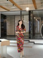 HZHJ设计师款 花仙子 V领长袖连衣裙气质长款轻奢1502 - 图片 2