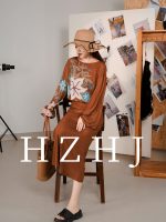 HZHJ新款设计师款 蓝湖 长袖连衣裙2097显瘦复古 - 图片 3