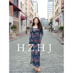 HZHJ新款原创设计师 蓝色果韵 连衣裙复古显瘦高级2146 - 图片 4