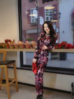 HZHJ原创设计师紫碎花民族风保暖法式高级气质洋气1534时尚长袖 - 图片 4