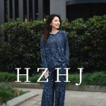 HZHJ新款原创设计师款 深蓝玫瑰（套装裤）显白显瘦高端轻奢2038