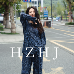 HZHJ新款原创设计师款 深蓝玫瑰（套装裤）显白显瘦高端轻奢2038 - 图片 4