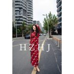 HZHJ原创设计师  红色几何  连衣裙高定秀场款高级气质洋气2153