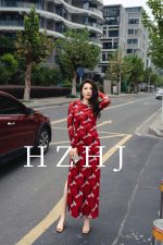 HZHJ原创设计师  红色几何  连衣裙高定秀场款高级气质洋气2153 - 图片 2