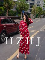 HZHJ原创设计师  红色几何  连衣裙高定秀场款高级气质洋气2153 - 图片 3