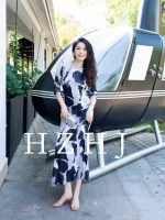HZHJ新款原创 水墨江南 长袖连衣裙显瘦长袖法式洋气御姐高定2165 - 图片 2