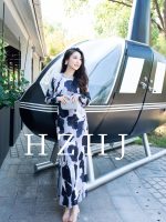 HZHJ新款原创 水墨江南 长袖连衣裙显瘦长袖法式洋气御姐高定2165 - 图片 3