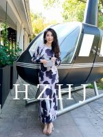 HZHJ新款原创 水墨江南 长袖连衣裙显瘦长袖法式洋气御姐高定2165 - 图片 4