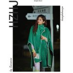 HZHJ新款设计师款绿色披肩857休闲宽松服装女装披风 - 图片 2